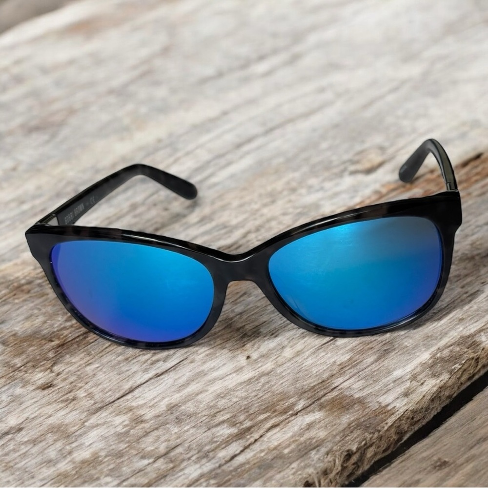 Bobbi Brown The Rose/s mirror blue gray tint tortoise frame sunglasses 56-17-135